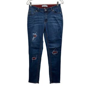 EST 1946 Denim Flannel Patchwork Distressed Jeans